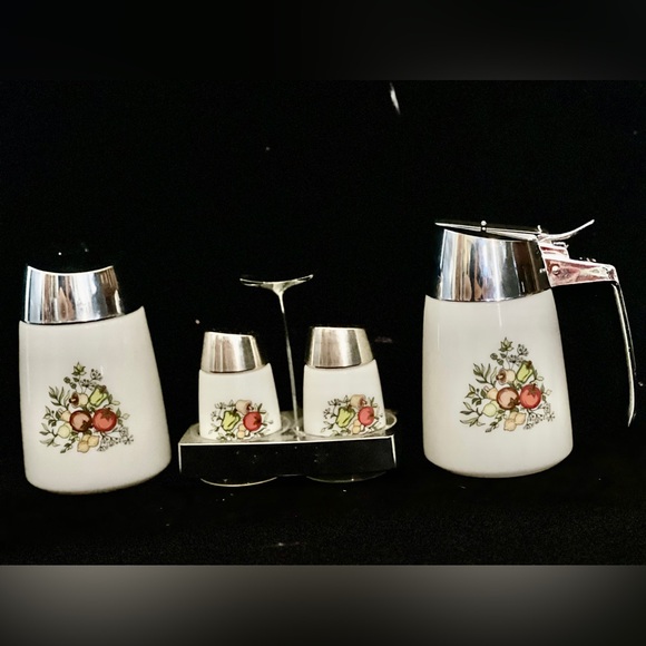 Vintage White Ceramic Kitchen Set with Fruit Design - Picture 3 of 10